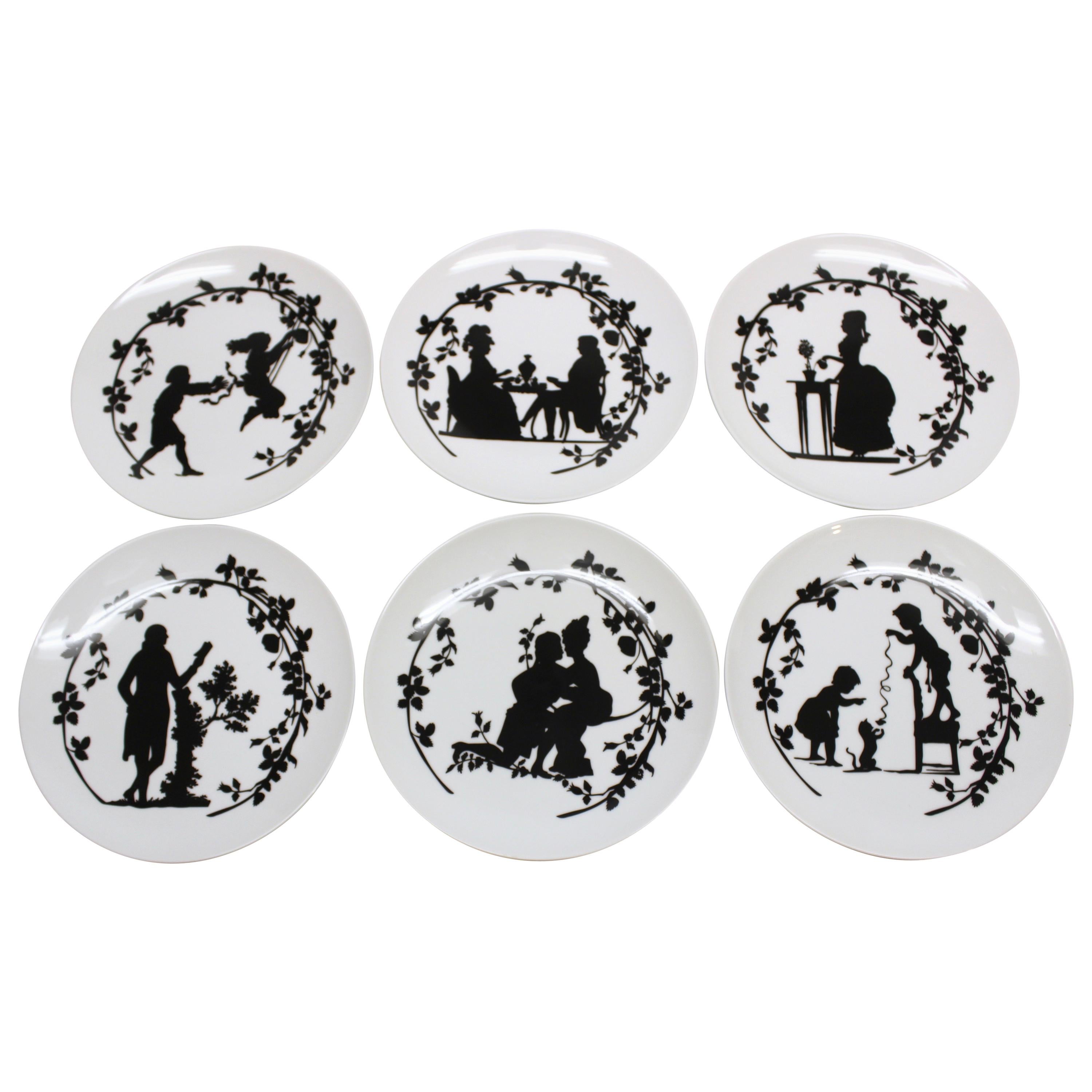 Ensemble de six assiettes à dessert Assiettes Pompadour en porcelaine française par La Chaise Lo
