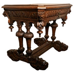 19th Century Green Man Carved Golden Oak Hall or Centre Table