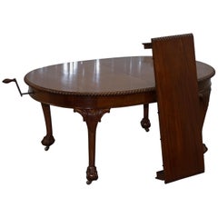 Antique 1920s Solid Walnut Extending Dining Table Large Claw and Ball Feet Seats 4 to 8