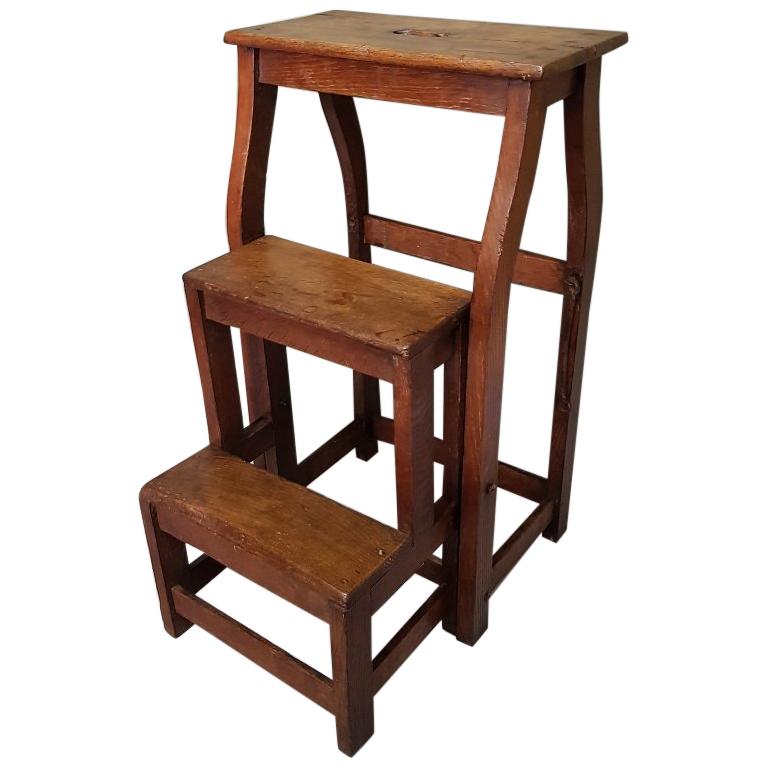 19th Century French Oak Metamorphic Stool and Stairs at 1stDibs