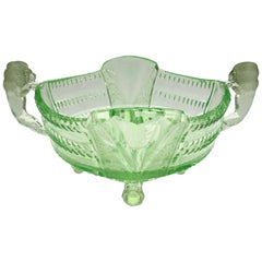 Depression Vaseline Glass Bowl Catchall Antique German, 1910s