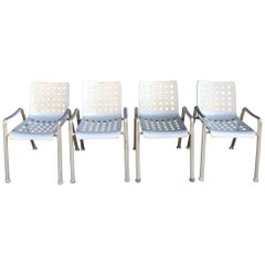 4 Hans Coray "Landi" Chairs Made by MEWA, Switzerland, 60 Holes