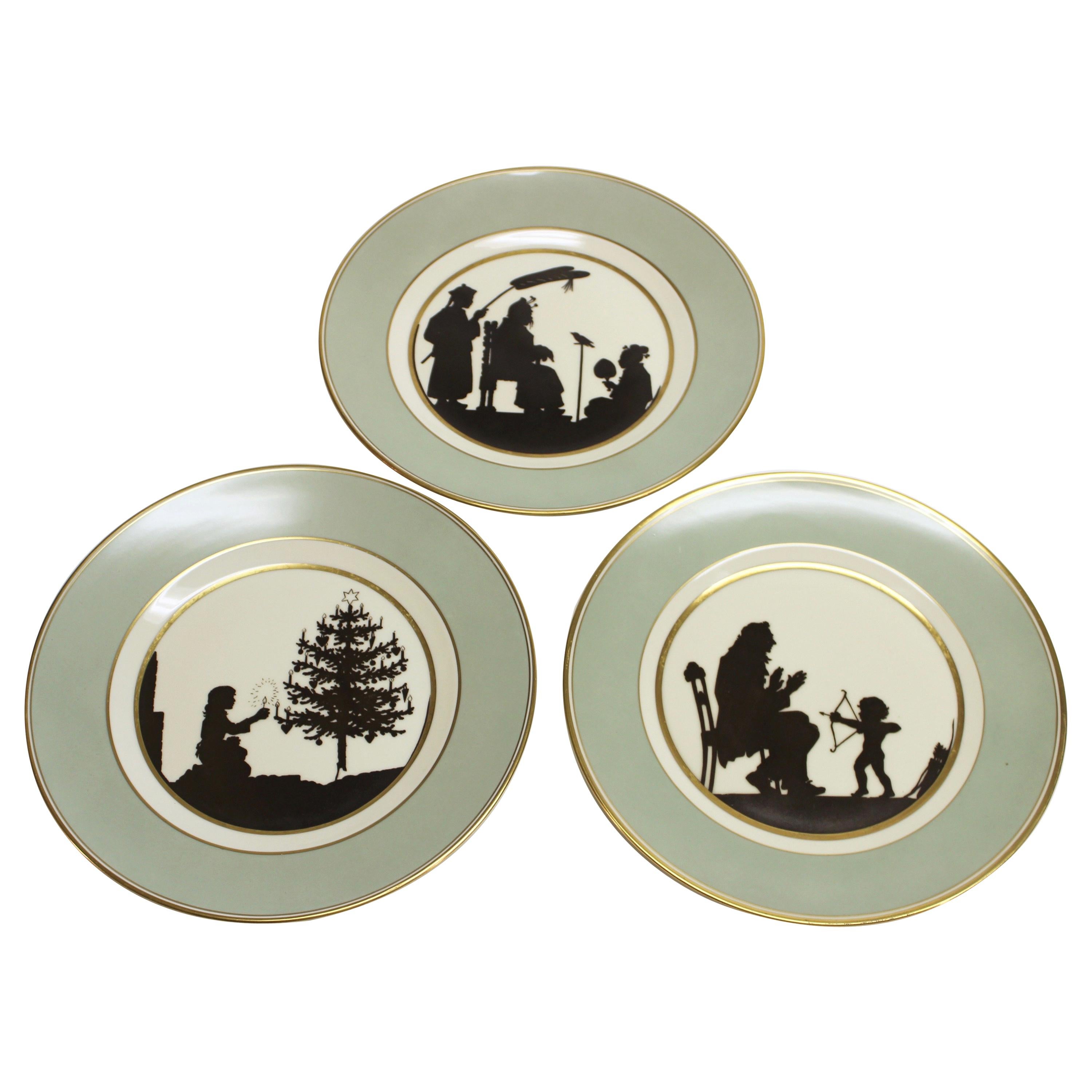 Three Royal Copenhagen Hans Christian Andersen Fairy Tale Silhouette Plates For Sale