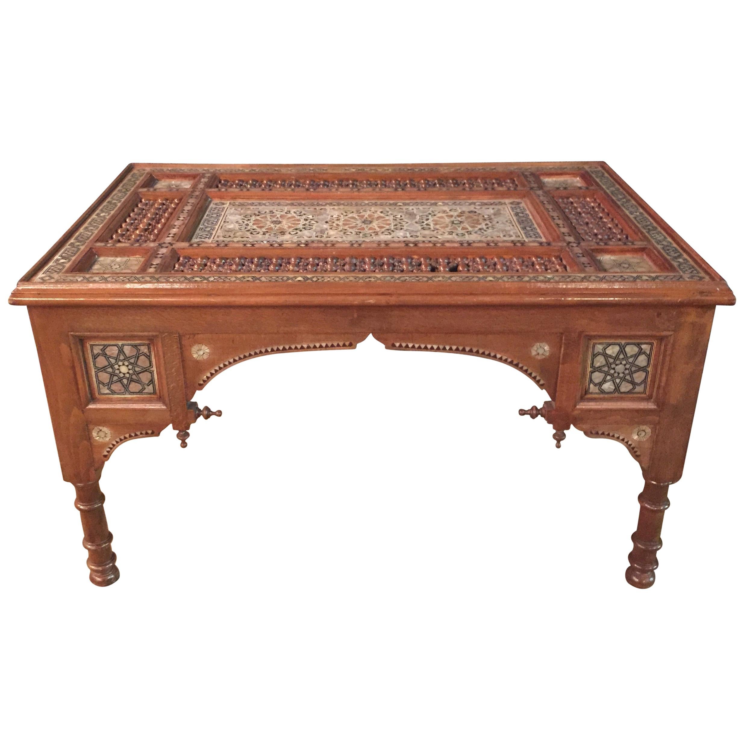 Antique Oriental Coffee Table, Inlaid with Finest Mother of Pearl