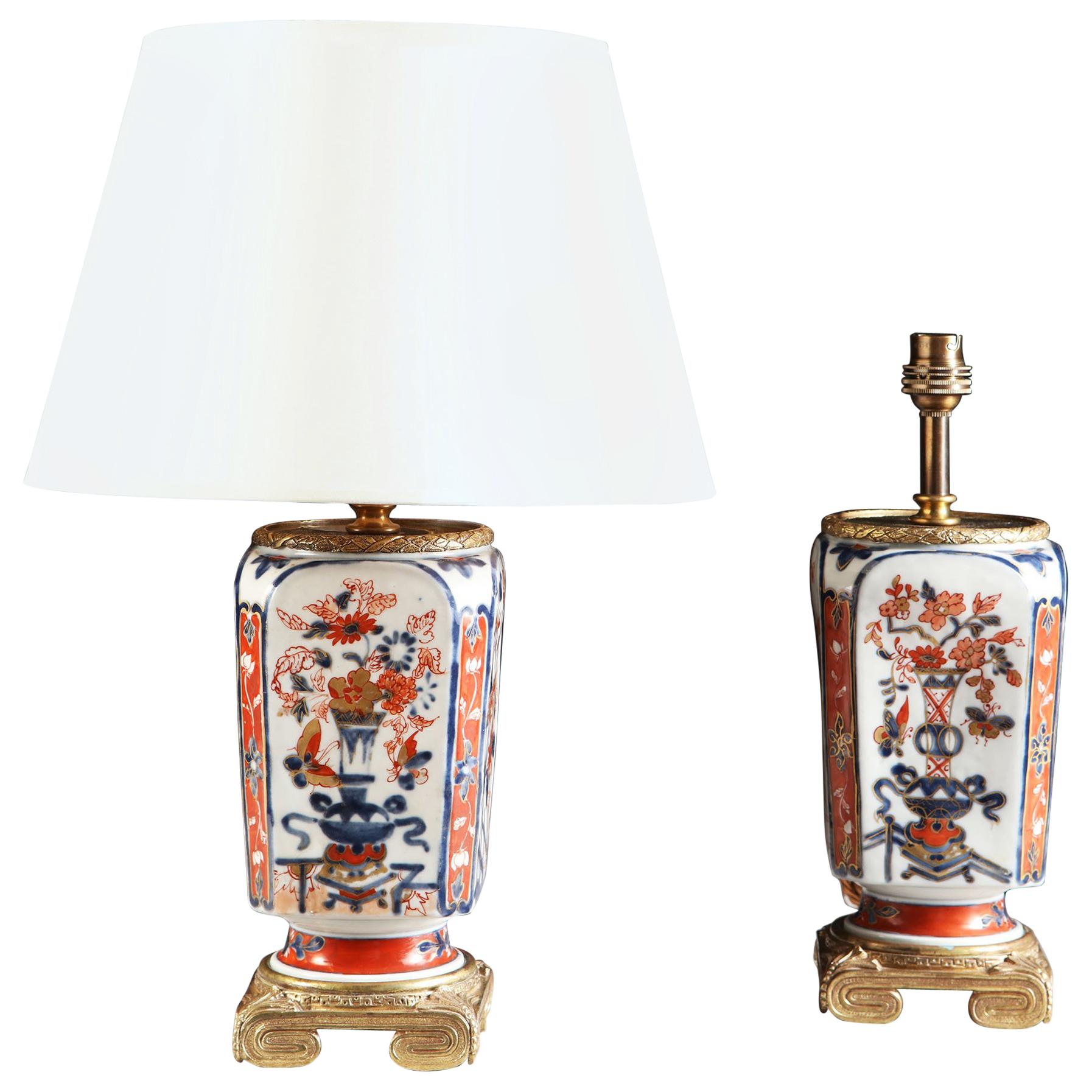 Pair of 19th Century Imari Vases as Table Lamps with Gilt Bronze Mounts
