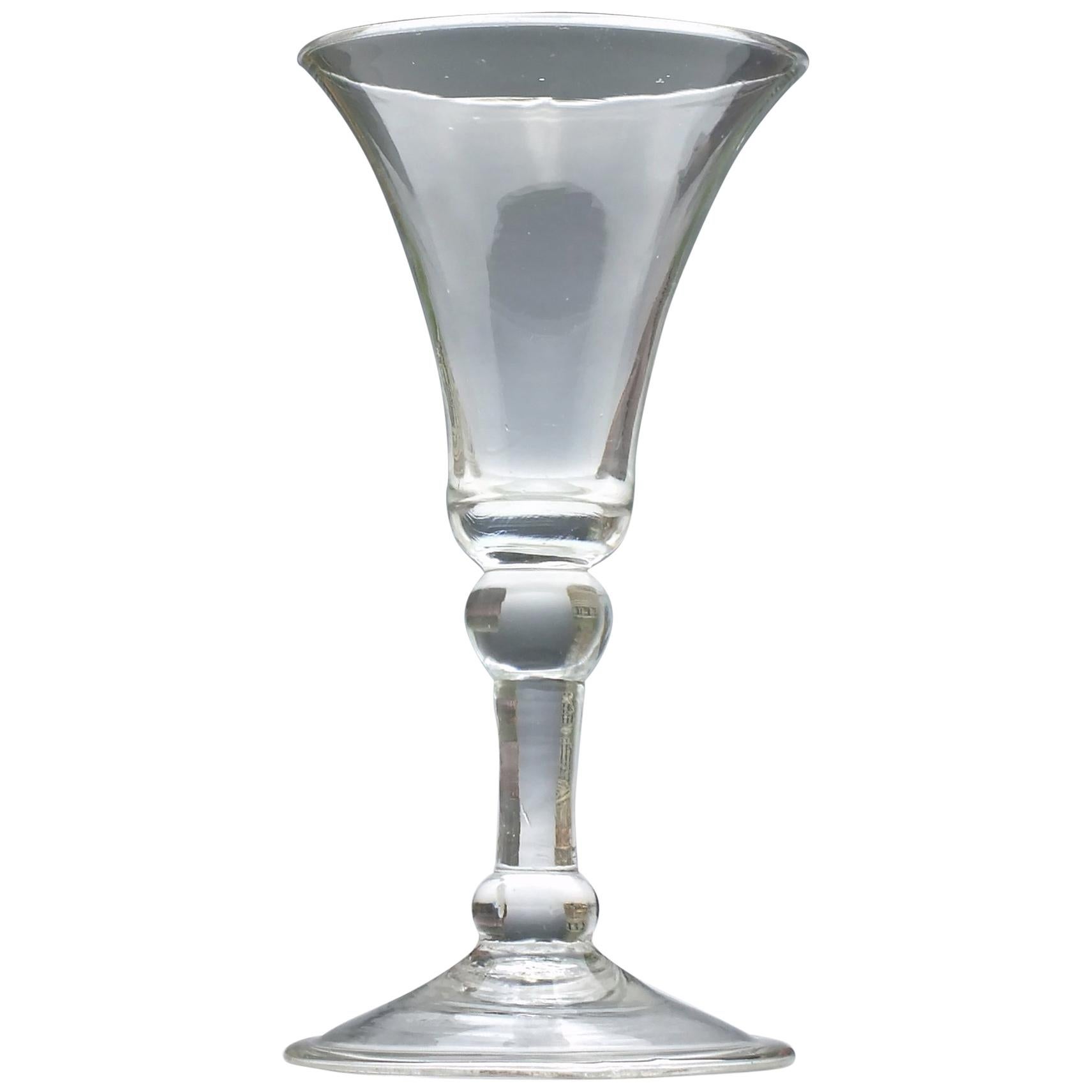 Antique 18th Century Georgian Balustroid Wine Glass, circa 1740 For Sale