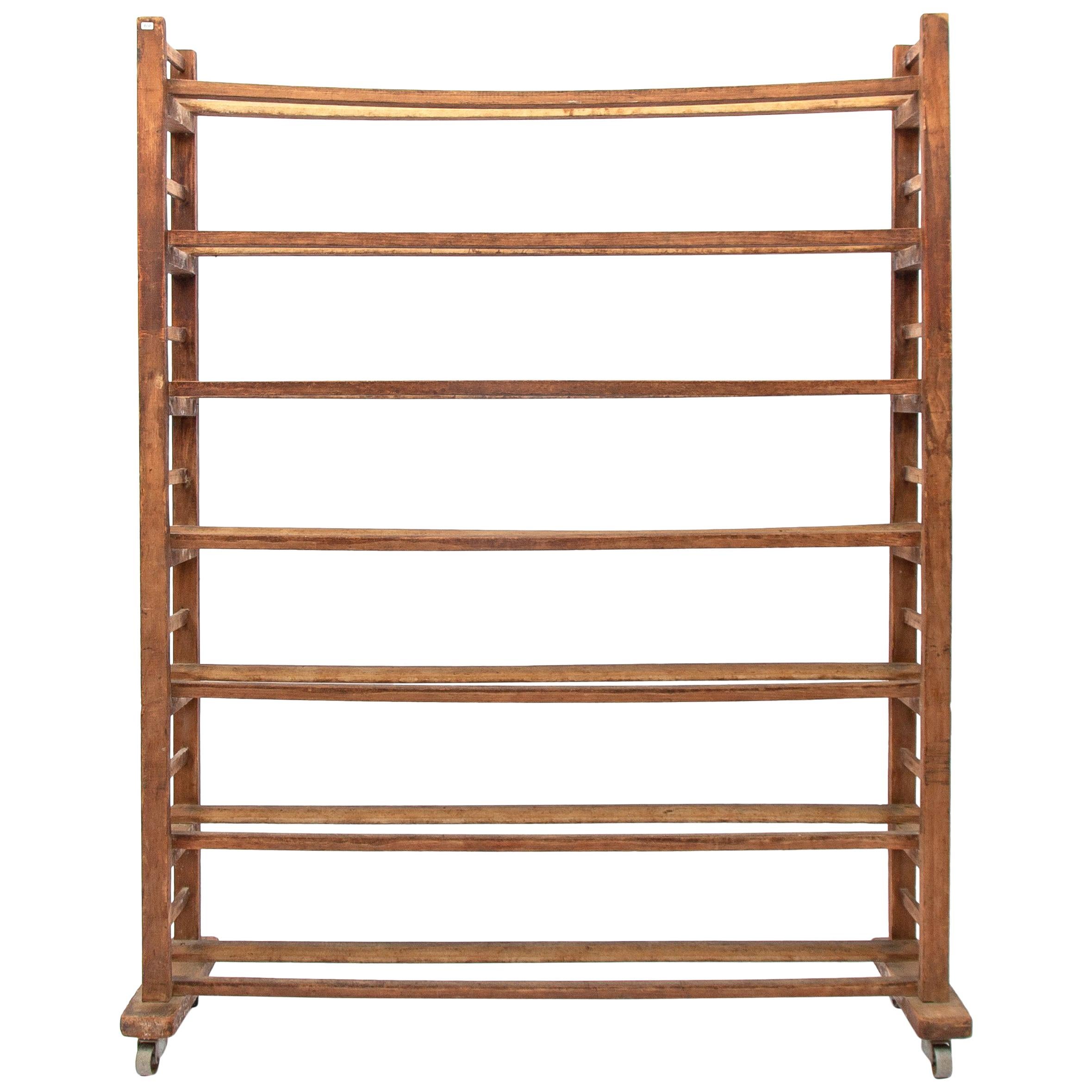 Original Dutch 20th Century Decorative Wooden Seven Shelf Bread Rack