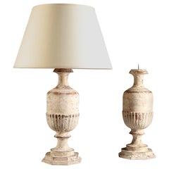 Pair of White Gesso Painted Metal Lamps