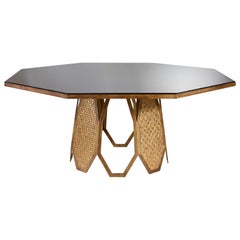 Fantastic Table Base in Stainless Steel Antique Bronze and Silver Finish Mosaic