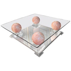 Luxury Design Living Room Table Marble Look Acrylic Plexi Glass Coffee Table