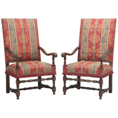 Pair of Antique French Armchairs or Throne Chairs