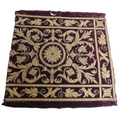 Antique Italian Gold and Burgundy Silk on Silk Velvet Applique Textile Panel