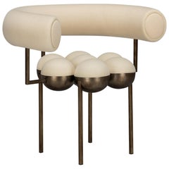 Saturn Chair, Bronze Oxidised Steel Frame and Cream Wool by Lara Bohinc
