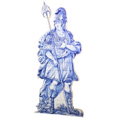 Blue and White Tile Soldier Silhouette