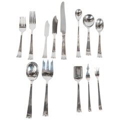 Allan Adler Sterling Sliver Modern Georgian Hand Wrought Flatware Service for 24