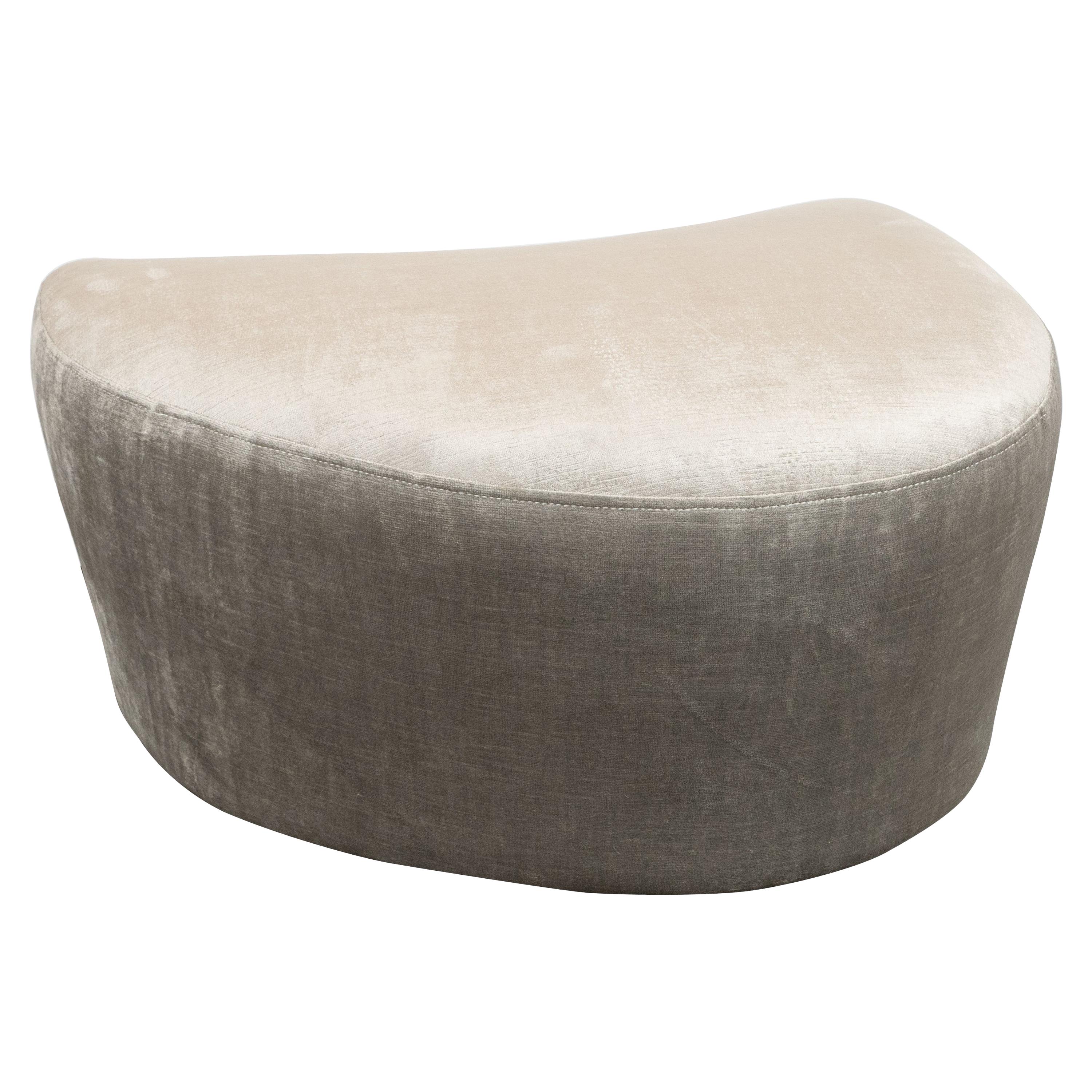 Mid-Century Modern Platinum Velvet "Nautilus" Series Ottoman by Vladimir Kagan