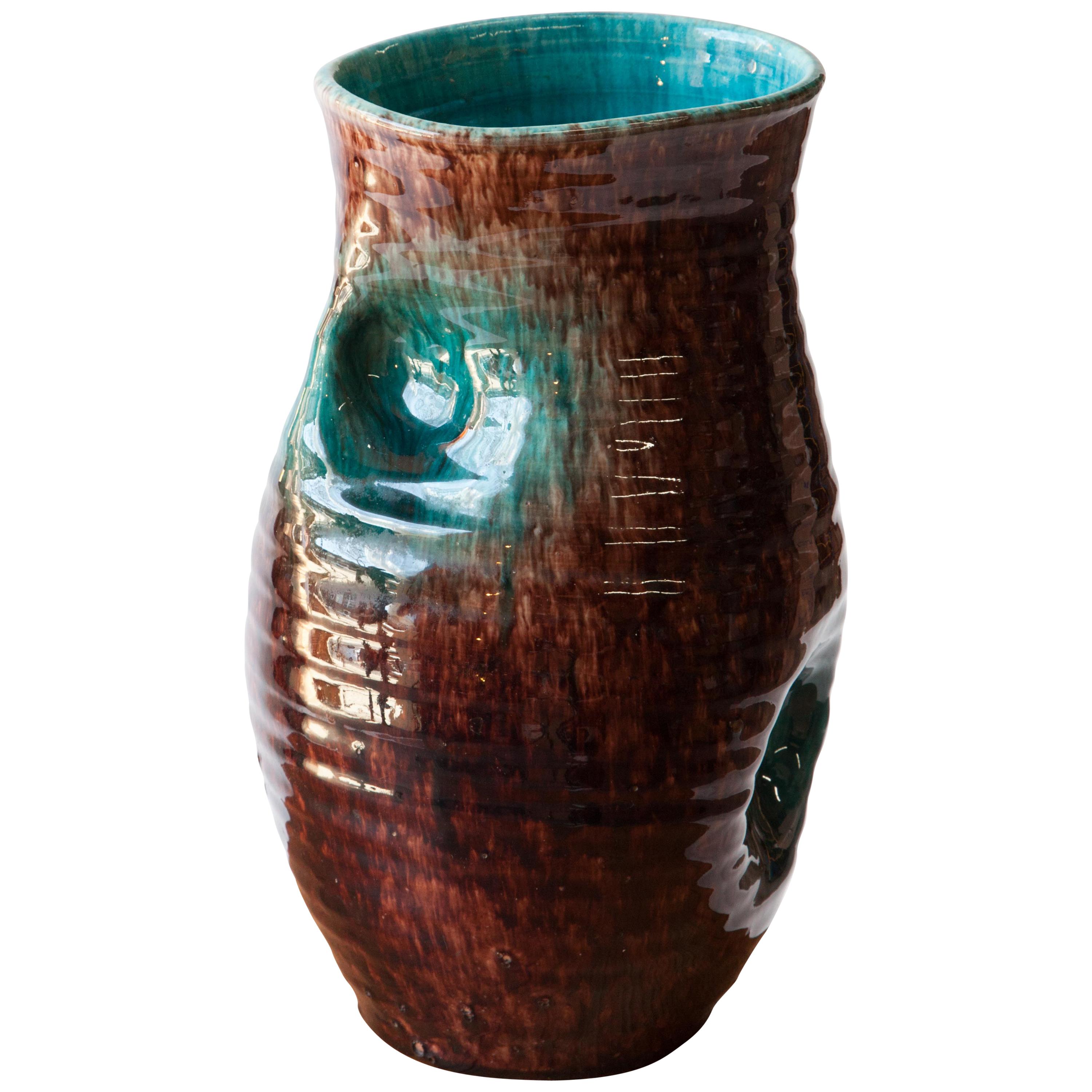 French 1960s Ceramic Dimple Vase