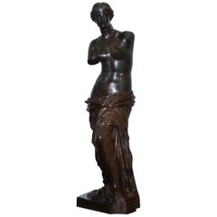 Antique Tiffany & Co Stamped Venus De Milo Bronze Statue Red Tion Sauvage