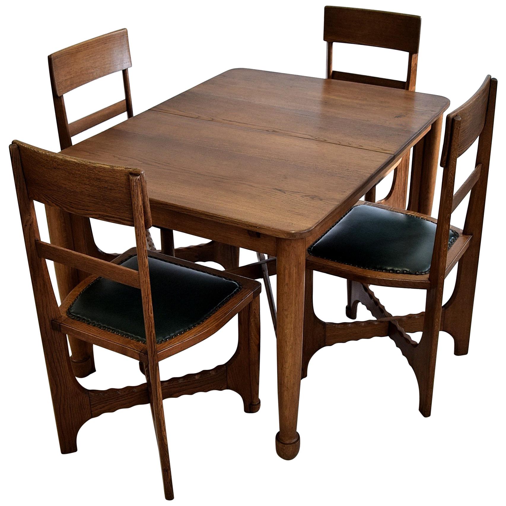 Early 1900s Art and Craft Oak Dining Set