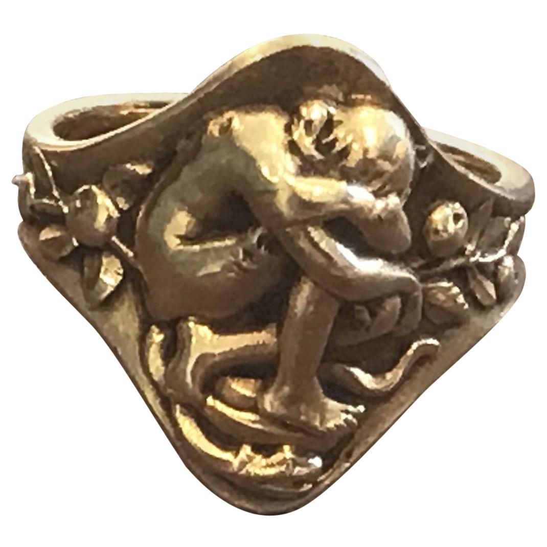 Rare Sold Gold French Art Nouveau Paul Louchet Eve with Serpent Forbidden Fruit