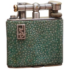 Seltene 1930er Dunhill Shagreen Feuerzeug Pat No 390107 Made in England Art Deco Ära