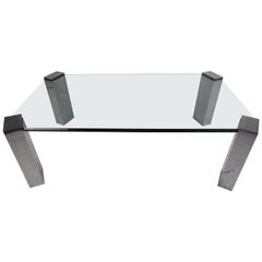 Mid-Century Modern Pace Style Chrome and Glass Coffee Table