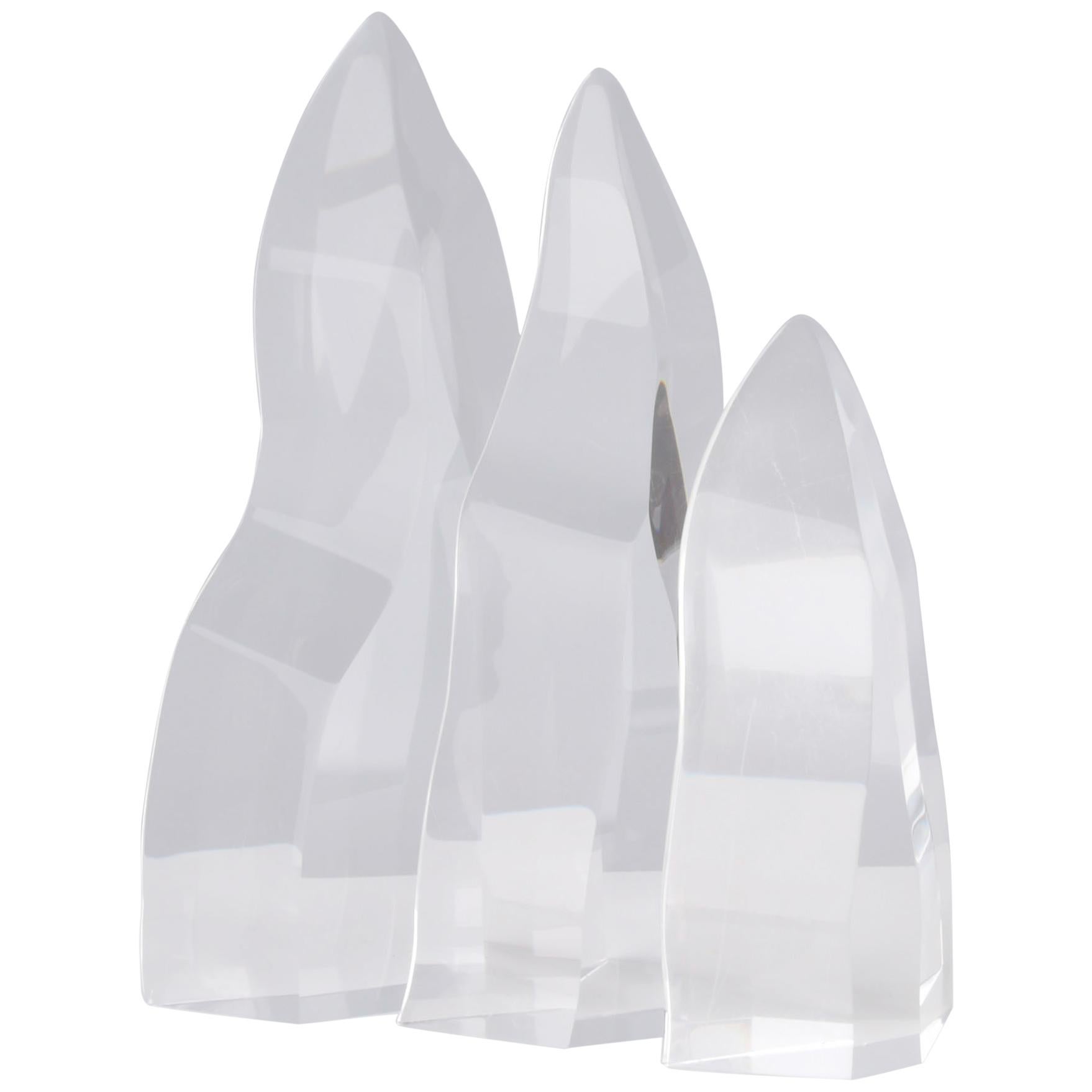 Mid-Century Modern Lucite Iceberg Sculptures, Set of 3
