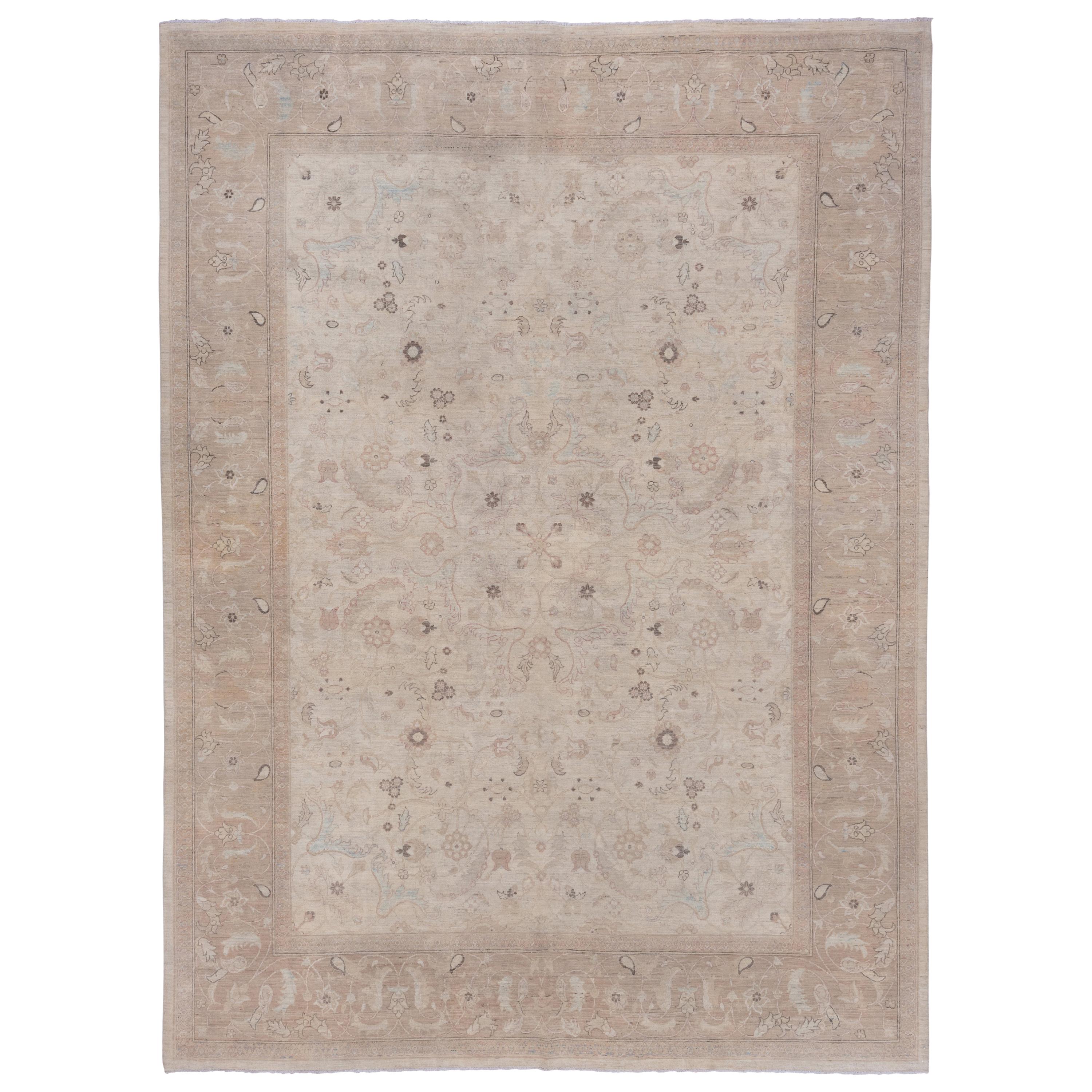 Neutral Persian Tabriz Carpet For Sale