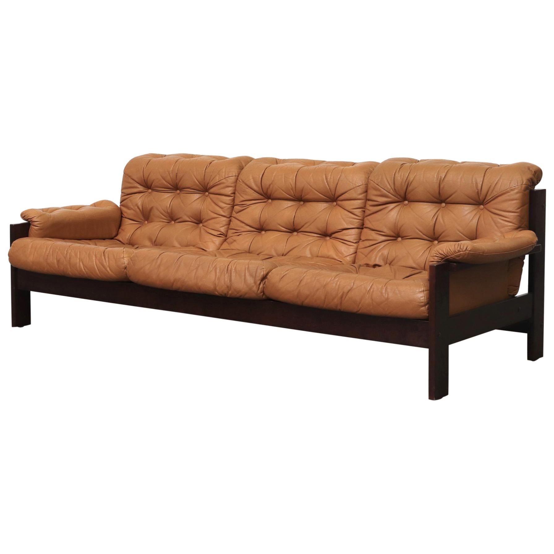 Arne Norell Inspired Butterscotch Tufted Leather Sofa for llums Bolighus