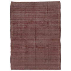 Elegant Hand Knotted Modern Burgundy Afghan Carpet, Monocromatic