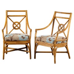 Pair of Vintage McGuire Bamboo Target Design Chairs, circa 1970