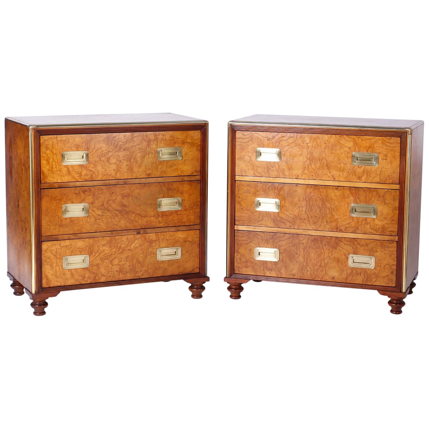 Pair of Midcentury Campaign Style Baker Chests