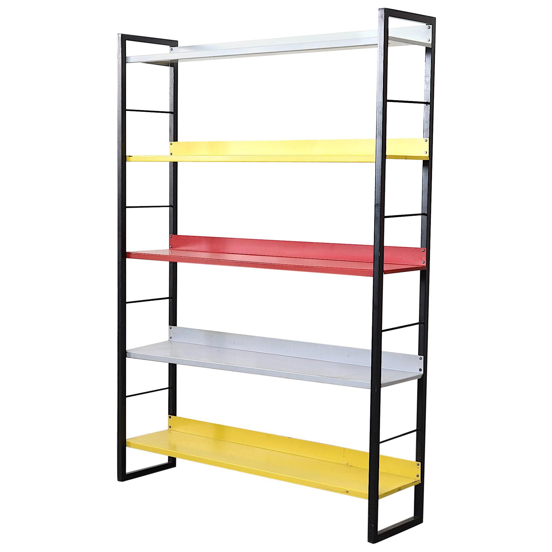 Bauhaus Inspired Tomado Enameled Metal Standing Bookshelf