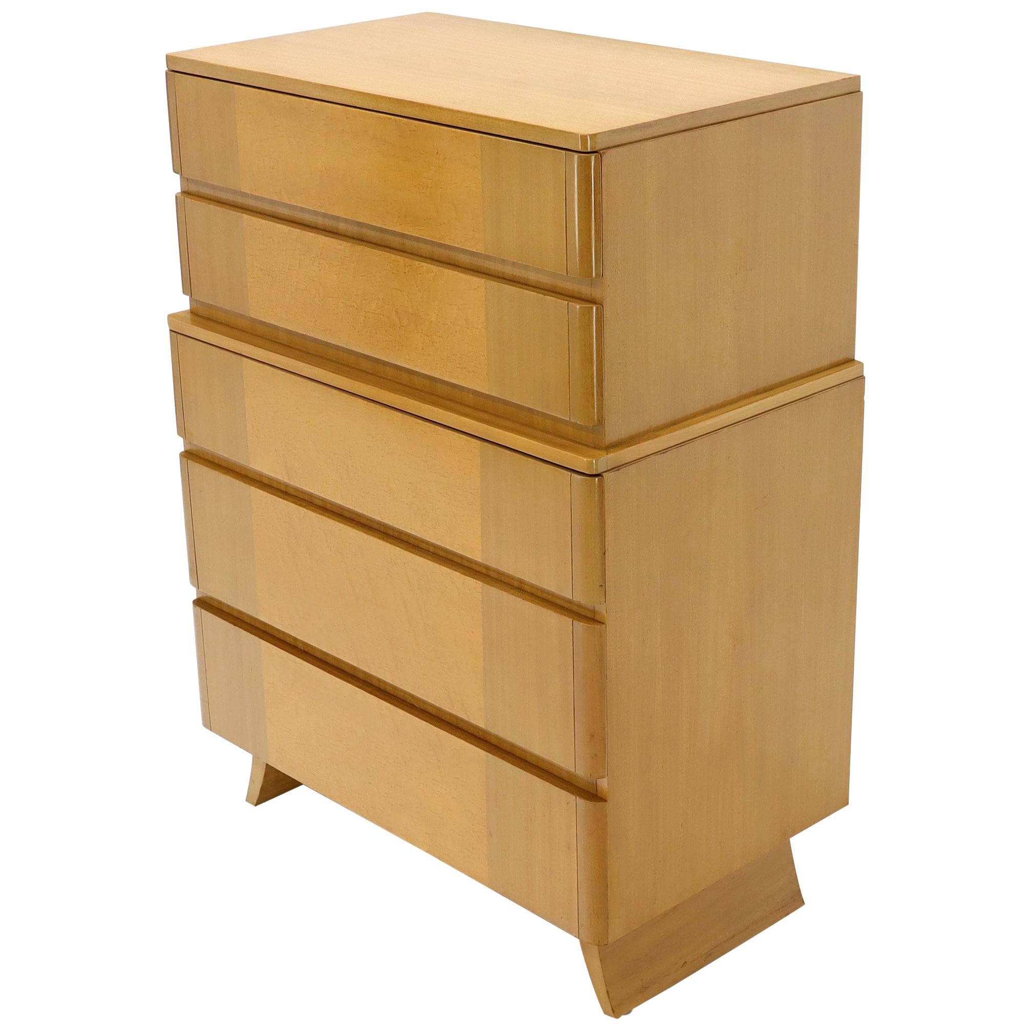 Five Drawers Blond to Gold Mahogany High Chest Dresser For Sale