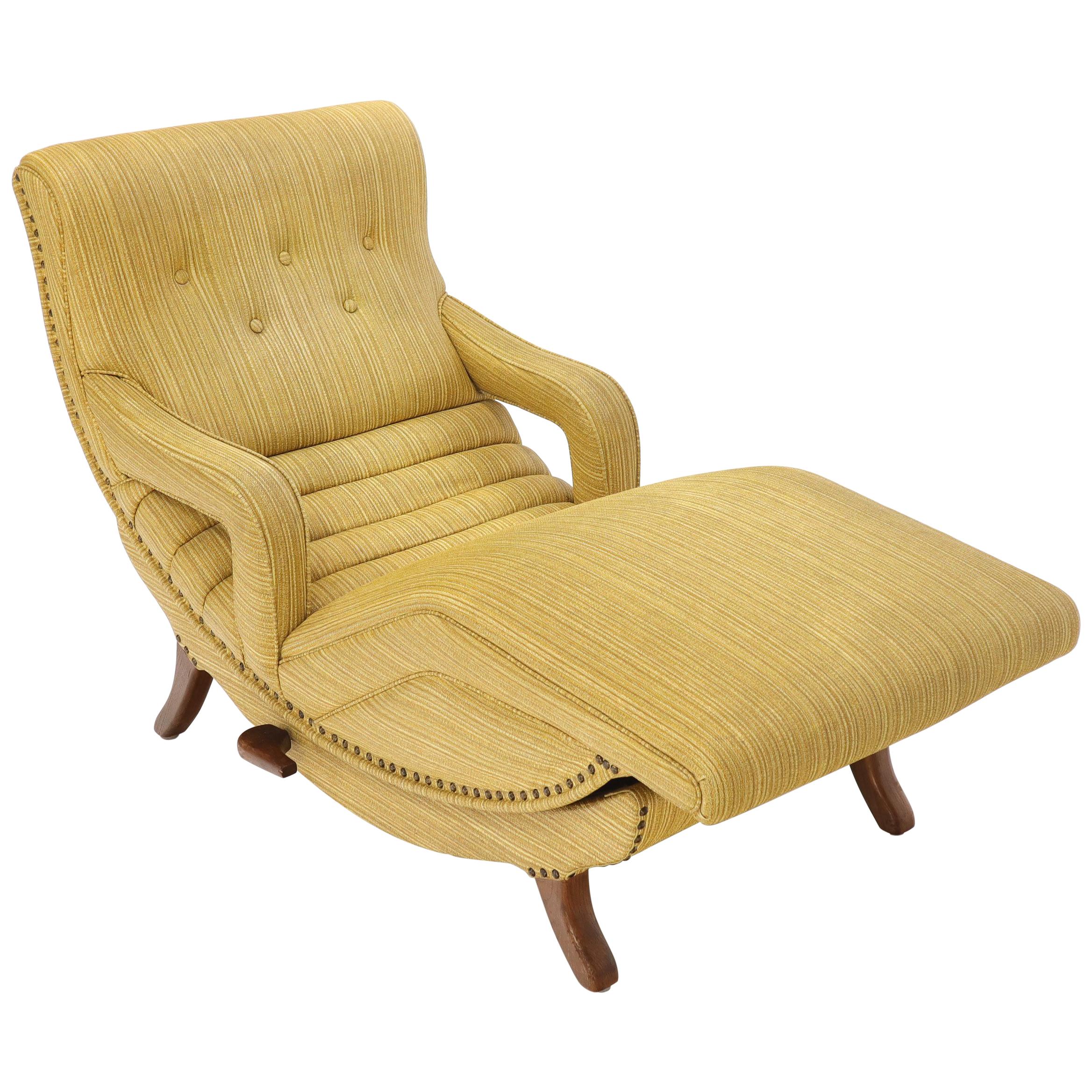 Yellow Upholstery Super Clean Original Condition Adjustable Lounge Chair