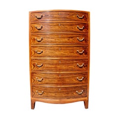 Danish Modern Tall Rosewood Bombe Dresser or Chest of Drawers by Ole Wanscher
