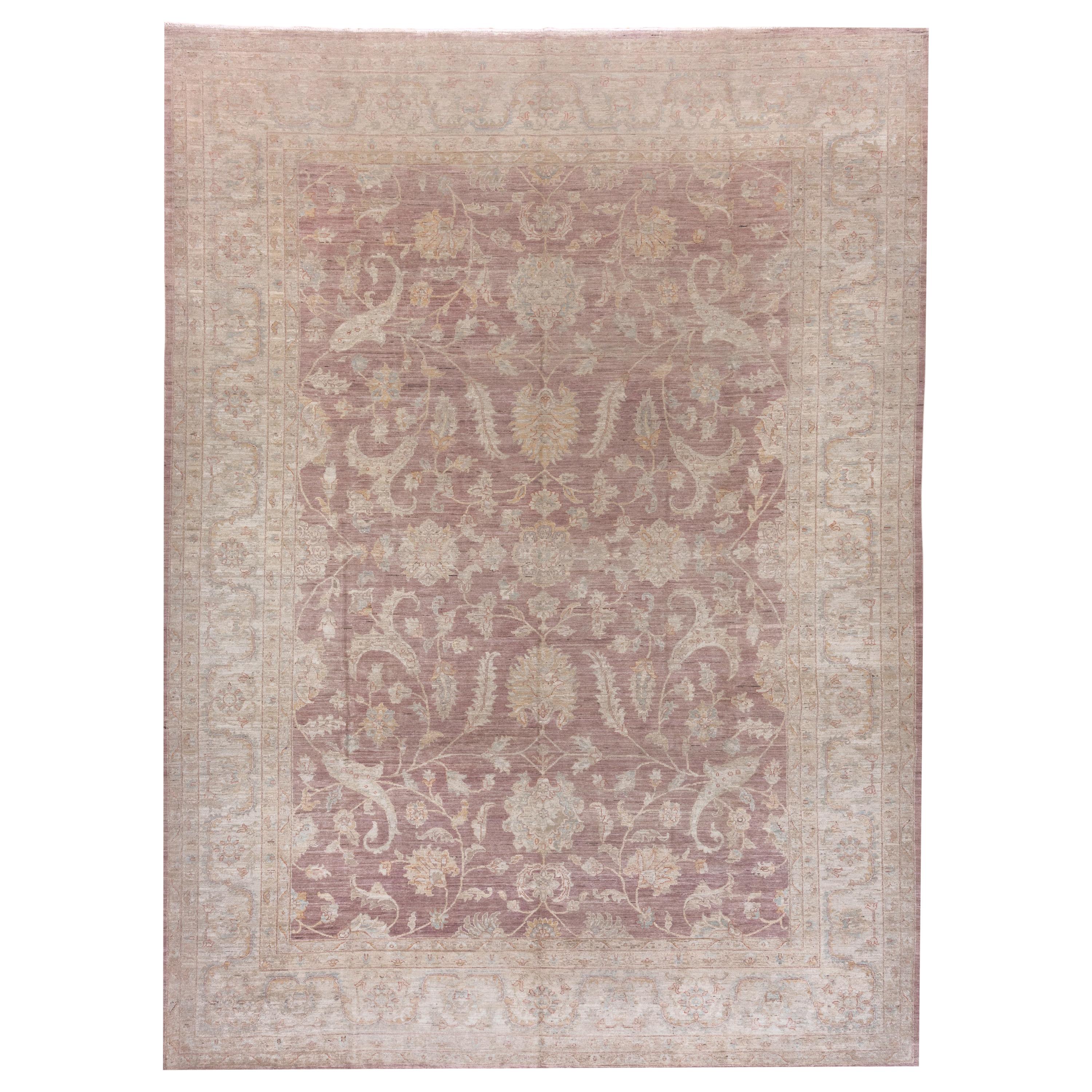 Super Fine Weave Afghan Carpet, Light Burgundy Field