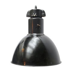 Black Enamel Bauhaus 1930s Vintage Industrial Pendant Lights