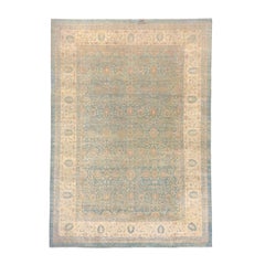 Modernized Turkish Sivas Carpet, Afghan Woven, Blue Field