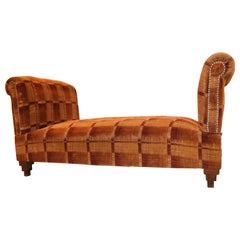 Convertible Drop-Arm Velvet Art-Deco Settee, Chaise Longue and Daybed