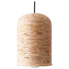 Wooden STACKED Illuminated Hanging Bell-Shaped Sculpture, Medium, Customizable