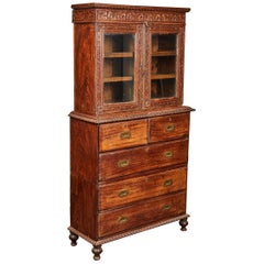 19th Century British Colonial Rosewood Display Cabinet