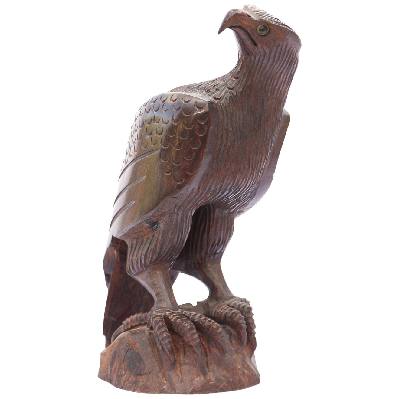 Hand Carved Rosewood Eagle Sculpture