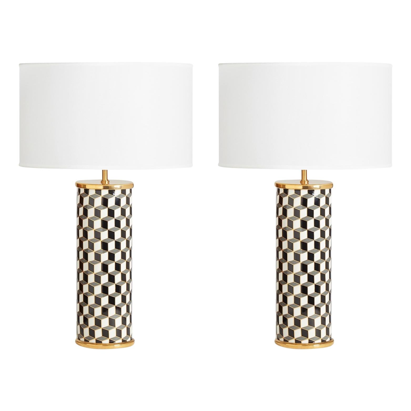 Carnaby Black and Grey Porcelain Table Lamp