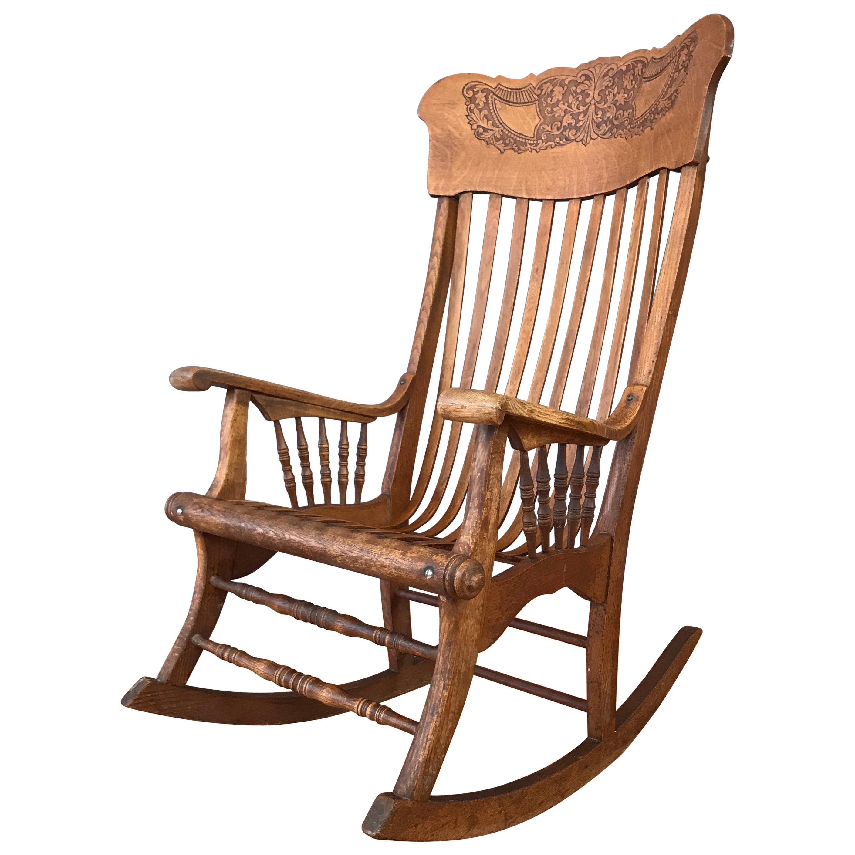 Unusual 20th Century Oak Rocking Chair