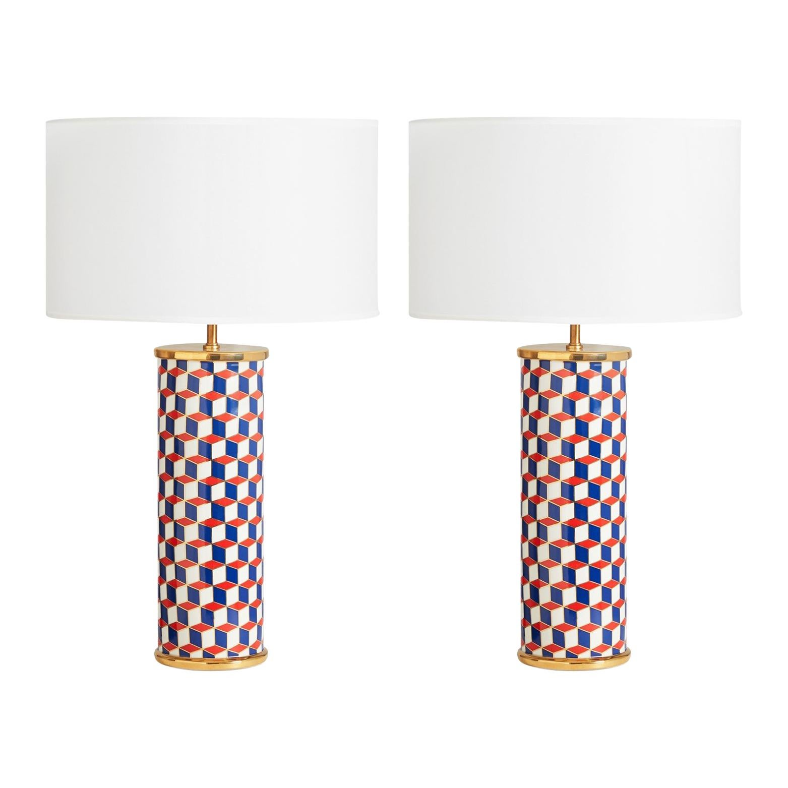 Carnaby Red and Blue Porcelain Table Lamp