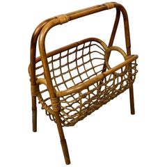 1960s Rattan Magazine Rack or Holder by Franca Helg for Bonacina, Italy