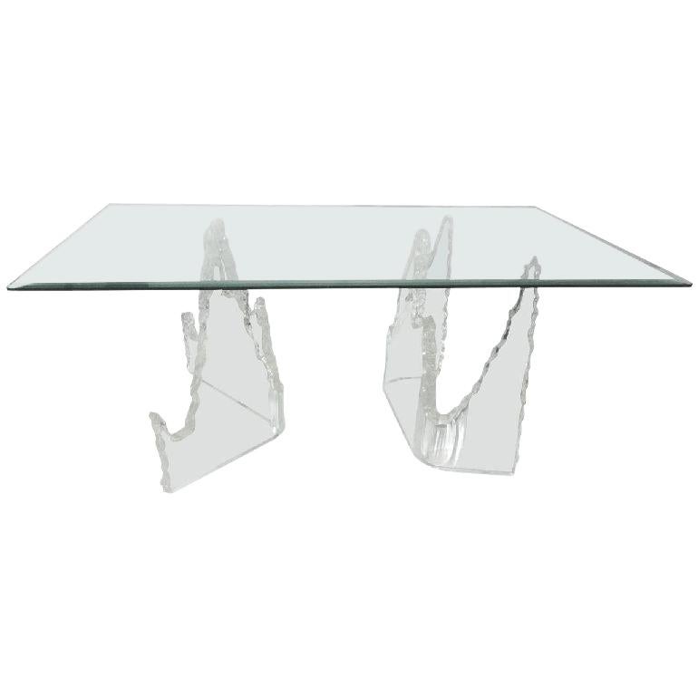 Lucite "Iceberg" Desk, in the Lion in Frost Style