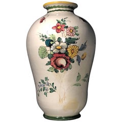 Handmade Italian Ceramic Floral Rustic Vase, circa 1960