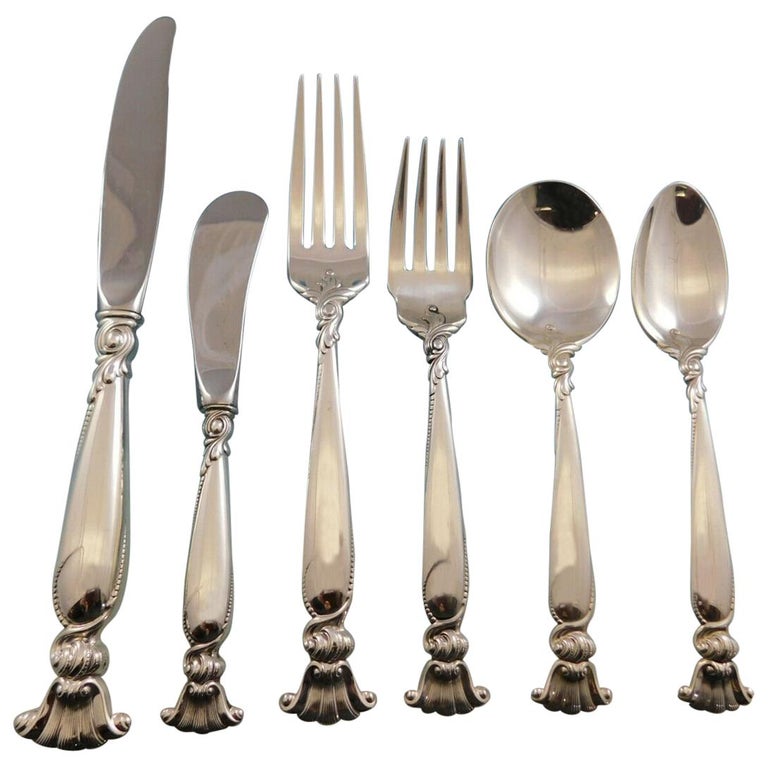 Romance Of The Sea By Wallace Sterling Silver Flatware Set Service 52 Pieces For At 1stdibs - Wallace Sterling Silver Flatware Set